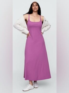 GAP Sleeveless Maxi Ribbed Tank Dress - Magenta: Size Large